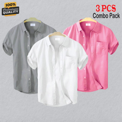 Premium Quality 100% Oxford Cotton Fabric Short Sleeve Shirt For Men's -