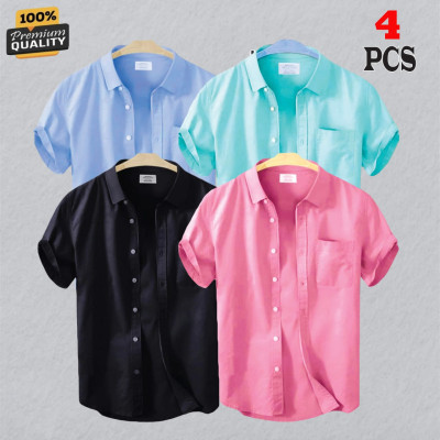 Premium Quality 100% Oxford Cotton Fabric Short Sleeve Shirt For Men's -
