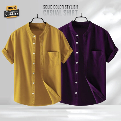 Premium Quality 100% Oxford Cotton Fabric Short Sleeve Shirt For Men's -