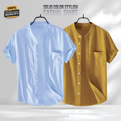 Premium Quality 100% Oxford Cotton Fabric Short Sleeve Shirt For Men's -