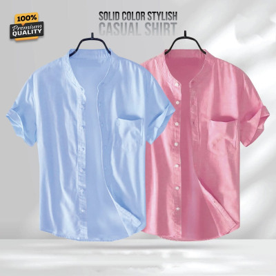 Premium Quality 100% Oxford Cotton Fabric Short Sleeve Shirt For Men's -