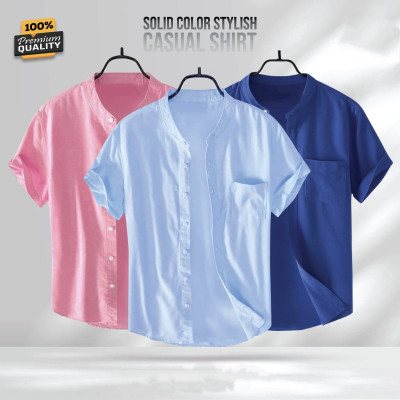 Premium Quality 100% Oxford Cotton Fabric Short Sleeve Shirt For Men's -