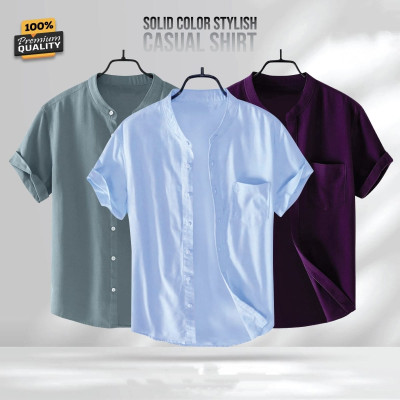 Premium Quality 100% Oxford Cotton Fabric Short Sleeve Shirt For Men's -