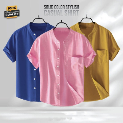 Premium Quality 100% Oxford Cotton Fabric Short Sleeve Shirt For Men's -