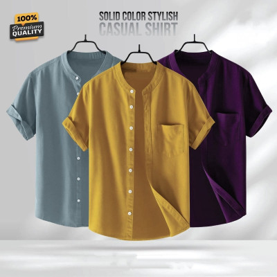 Premium Quality 100% Oxford Cotton Fabric Short Sleeve Shirt For Men's -