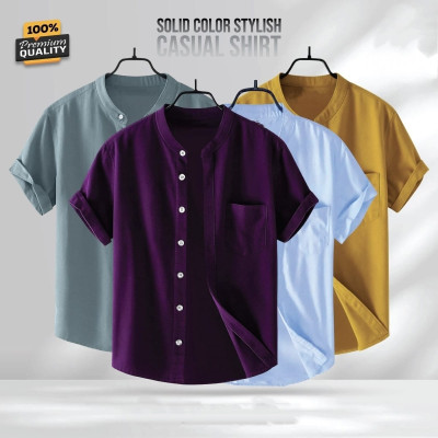 Premium Quality 100% Oxford Cotton Fabric Short Sleeve Shirt For Men's -