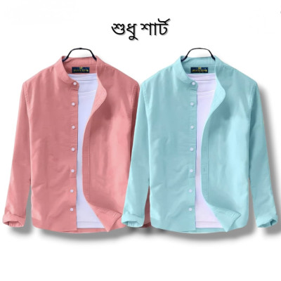 Long Sleeve Band Collar Shirt_