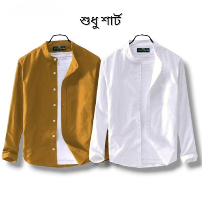 Long Sleeve Band Collar Shirt_