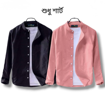 Long Sleeve Band Collar Shirt_