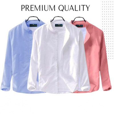 Long Sleeve Band Collar Shirt_
