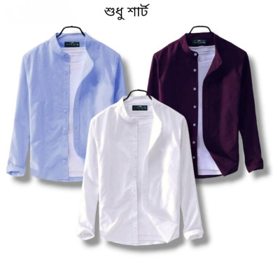 Long Sleeve Band Collar Shirt_