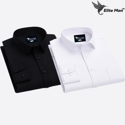 2 Pes Combo Premium Quality Formal Shirt - BLACK & WHITE