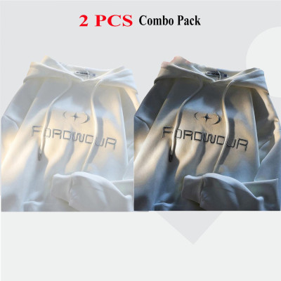 2 Pes Combo Premium Quality Hoodie For Men's - White Forword & Ash Forword.