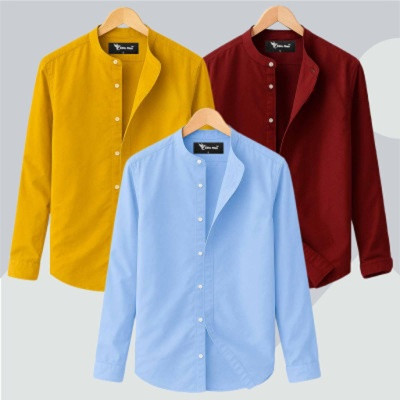 Long Sleeve Band Collar Shirt_