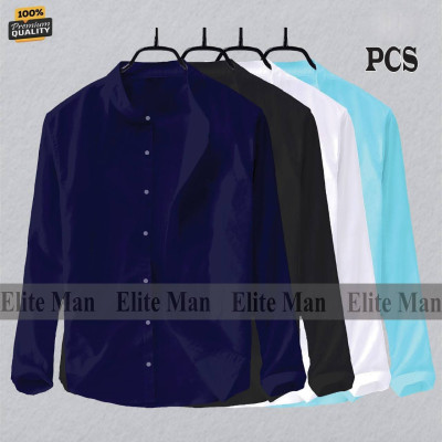 Long Sleeve Band Collar Shirt_