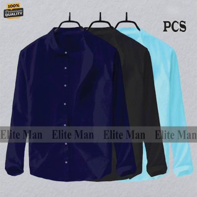 Long Sleeve Band Collar Shirt_
