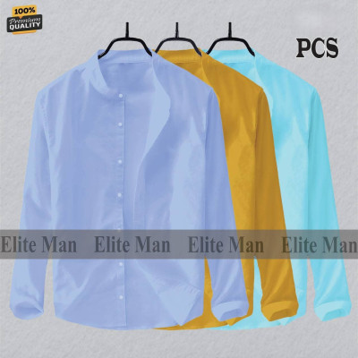 Long Sleeve Band Collar Shirt_