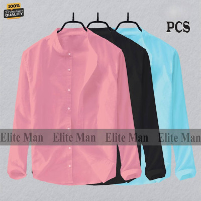 Long Sleeve Band Collar Shirt_