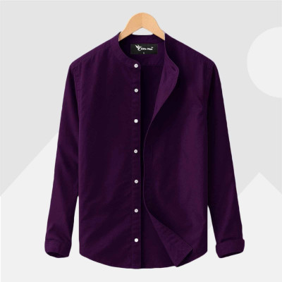 Long Sleeve Band Collar Shirt_