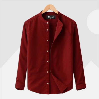 Long Sleeve Band Collar Shirt_