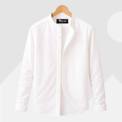 Long Sleeve Band Collar Shirt_
