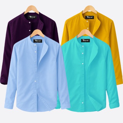 Long Sleeve Band Collar Shirt_
