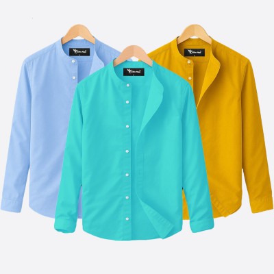 Long Sleeve Band Collar Shirt_