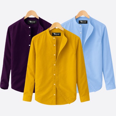 Long Sleeve Band Collar Shirt_