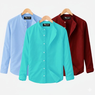 Long Sleeve Band Collar Shirt_