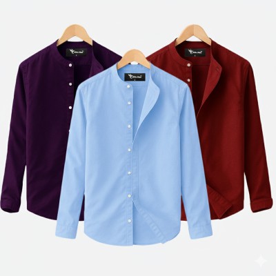 Long Sleeve Band Collar Shirt_