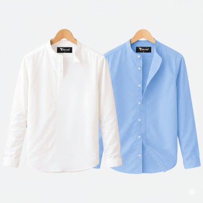 Long Sleeve Band Collar Shirt_