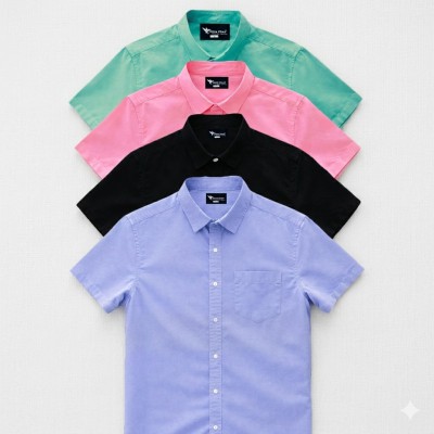 Premium Quality 100% Oxford Cotton Fabric Short Sleeve Shirt For Men's -