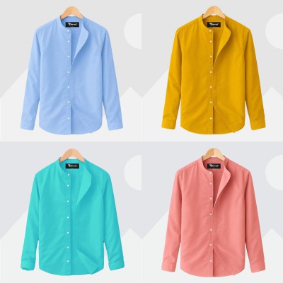 Long Sleeve Band Collar Shirt_ .