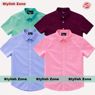 Premium Quality 100% Oxford Cotton Fabric Short Sleeve Shirt For Men's -