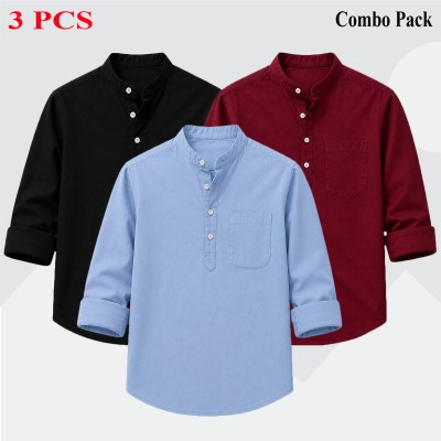3p Combo Oxford Coton Fabrics Long Sleeve Katua