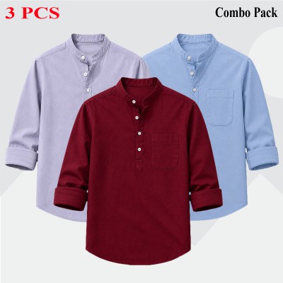 3p Combo Oxford Coton Fabrics Long Sleeve Katua