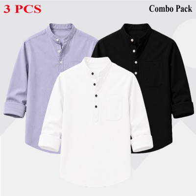 3p Combo Oxford Coton Fabrics Long Sleeve Katua