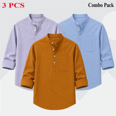 3p Combo Oxford Coton Fabrics Long Sleeve Katua