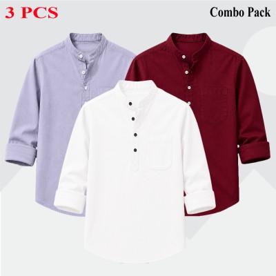 3p Combo Oxford Coton Fabrics Long Sleeve Katua