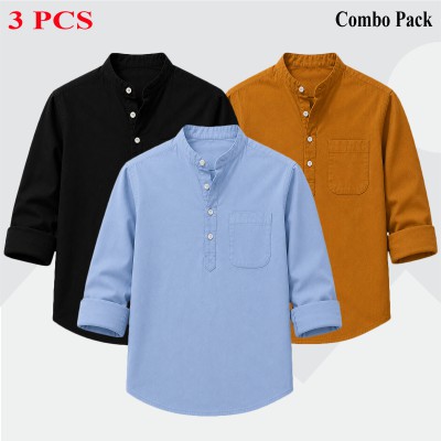 3p Combo Oxford Coton Fabrics Long Sleeve Katua