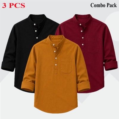 3p Combo Oxford Coton Fabrics Long Sleeve Katua